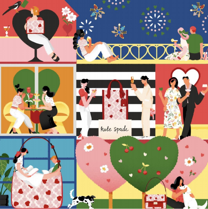 kate spade 七夕本地化插画视觉