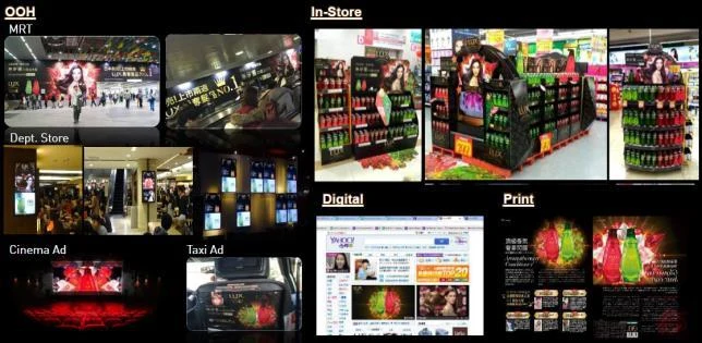 客户简报收录的既有市场店头与传播素材拼图